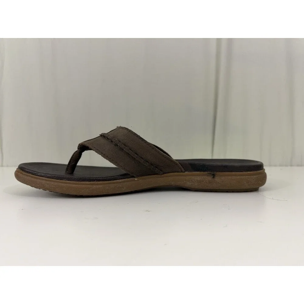 Ugg Australia Slip On Sandals Sz 11 Flip Flops Thongs Brown Leather Shoes